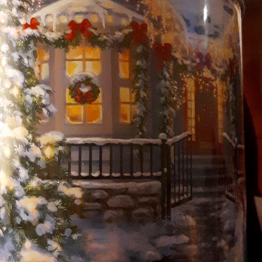 Snowy Cottage Christmas Popcorn Tin